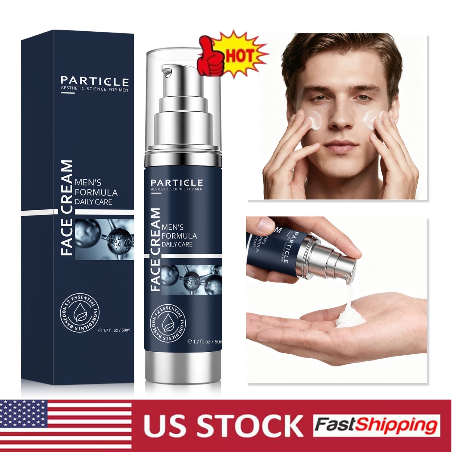 Particle Face Cream For Men 6-In-1 Anti Aging Cream Fights Eye Bags Dark Spots