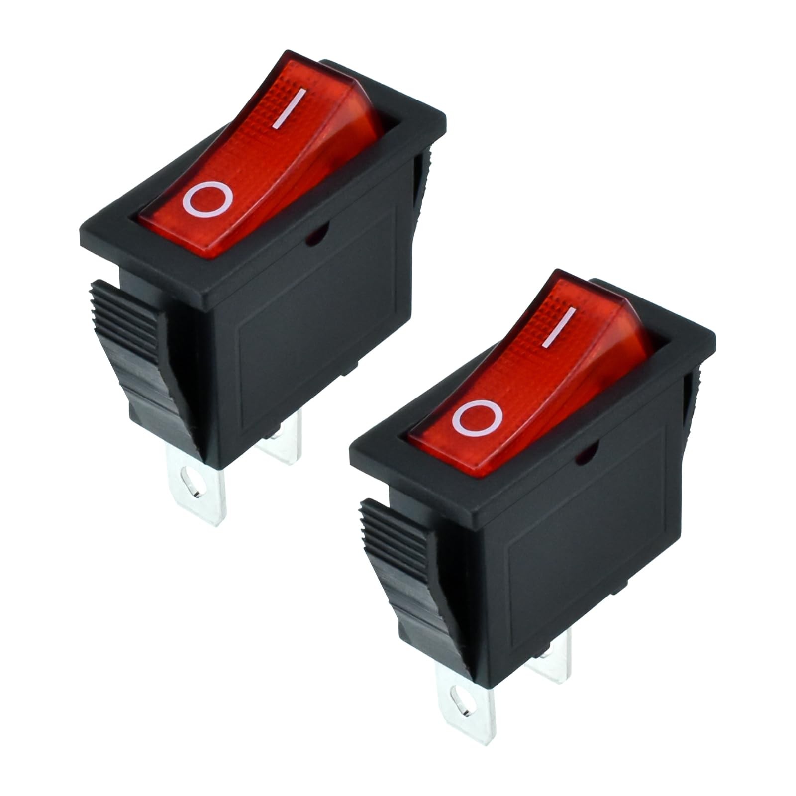 DALQUIS 2 Pin 2 Position Boat Shaped Rocker Switch, KCD3-101 ON/Off Red- 2pcs