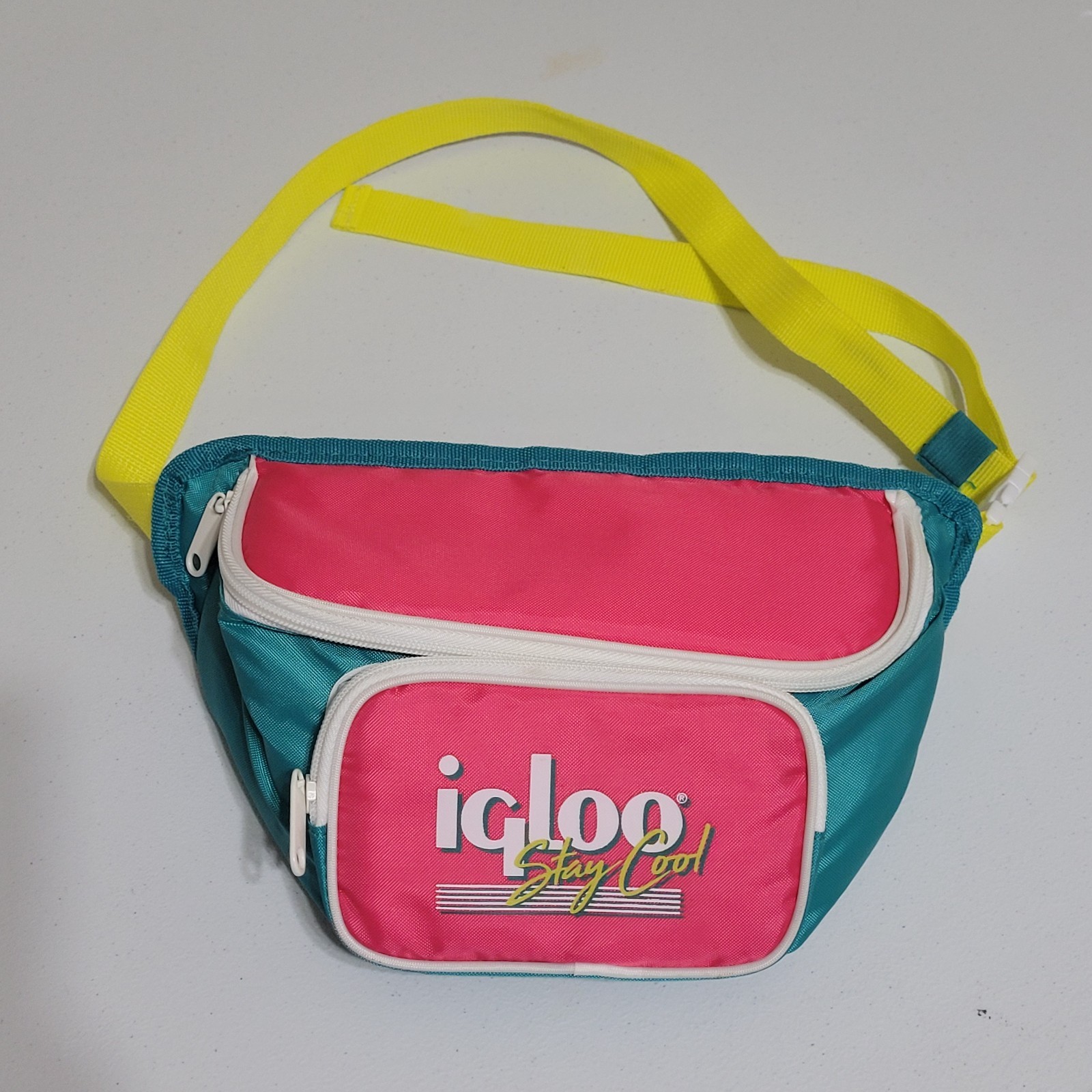 Igloo Stay Cool Fanny Pack Cooler Throwback 90s Retro Neon Yellow Teal Pink NWOT