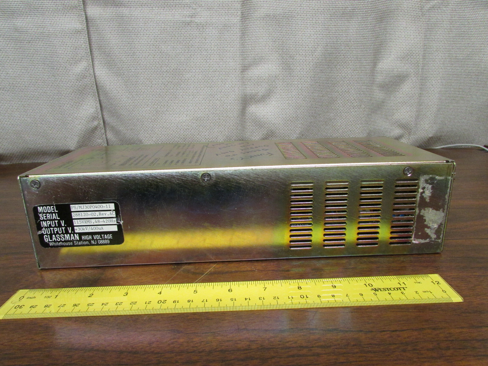 Glassman PS/MJ30P0400-11 +30KV 400uA 115V MJ Laser Power Supply As-Is