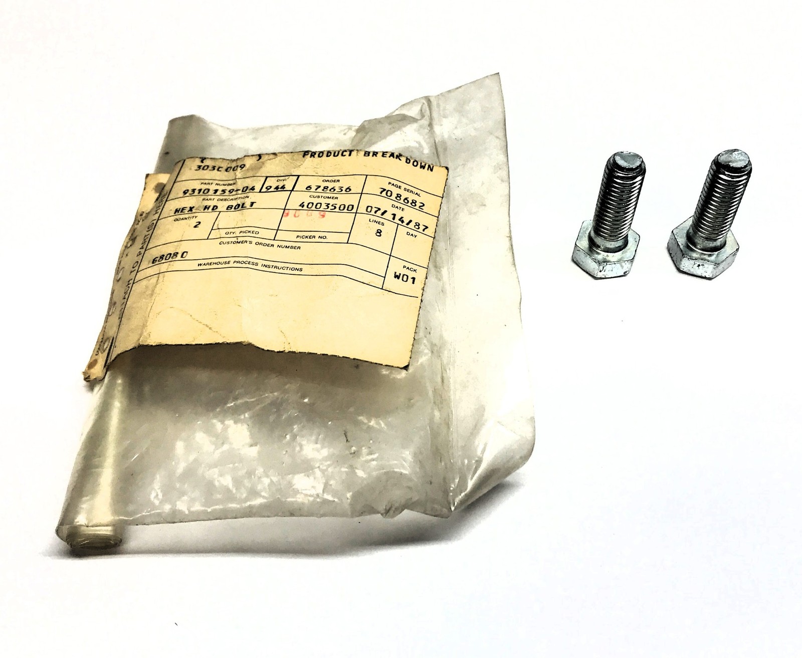 Unbranded Pack of (2) Bolts For Yale Forklift 9310159-04 NOS