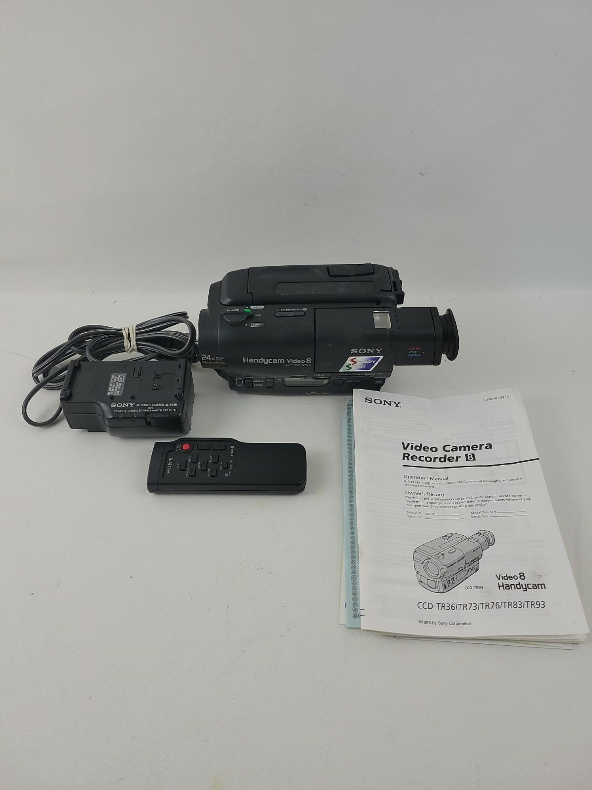 SONY Handycam Video 8/8mm CCD-TR93 Camcorder + Charger- Untested & No Batteries