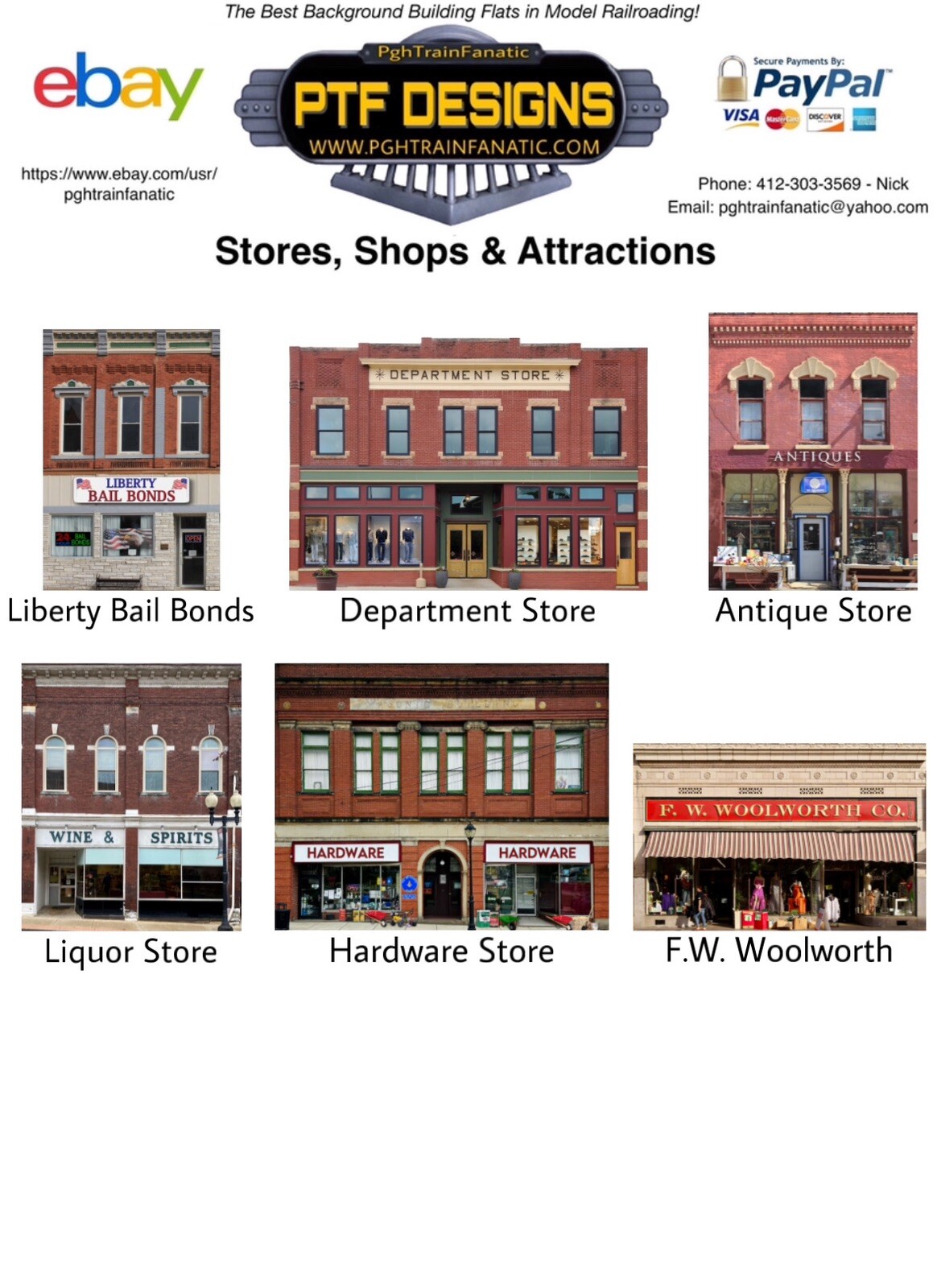 HO Scale HARDWARE STORE - Building Flat/ front w/LED - scratch built 1:87
