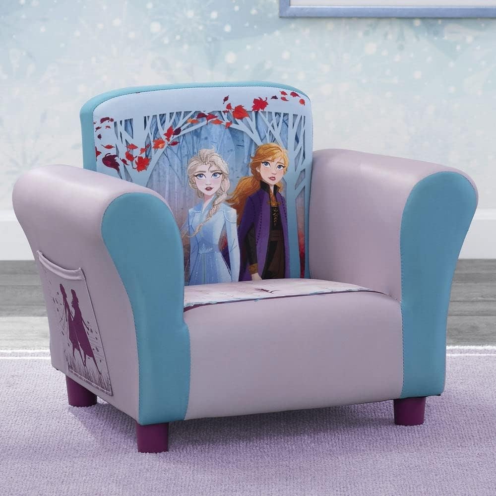 Kids Lounger Chair Frozen II Upholstered Armchair Elsa Anna Toddler Furniture