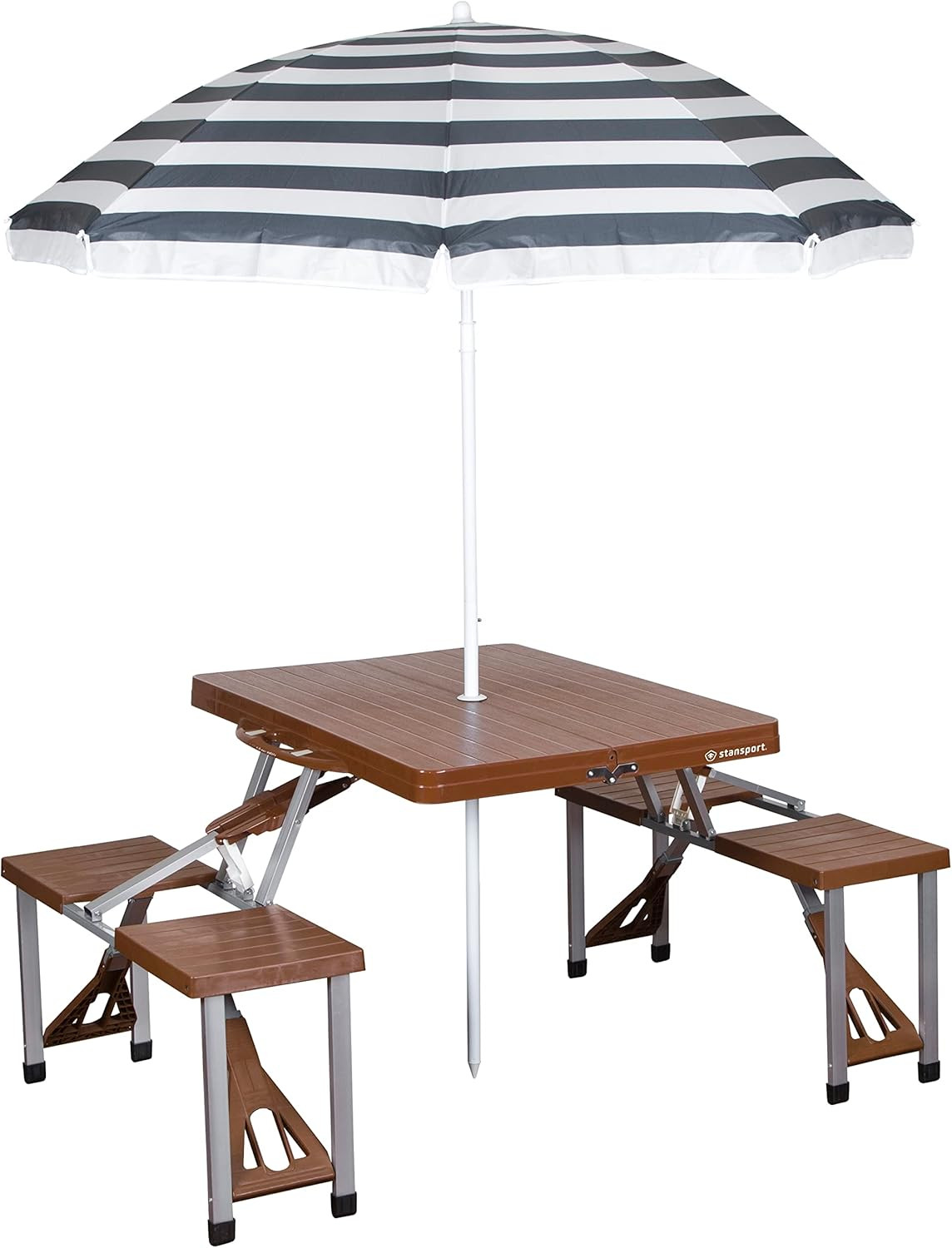 Picnic Table and Umbrella Combo - Brown