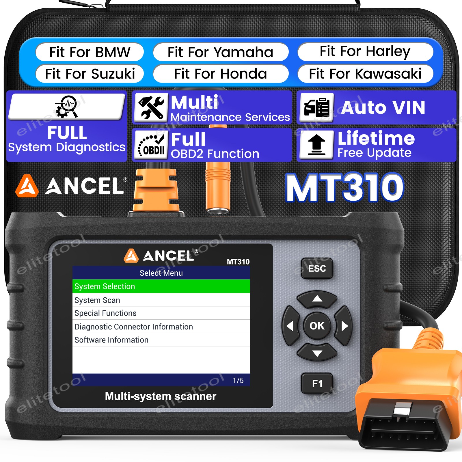 Motorcycle Scanner Full System Diagnosis Read Clear Fault Codes Service Reset