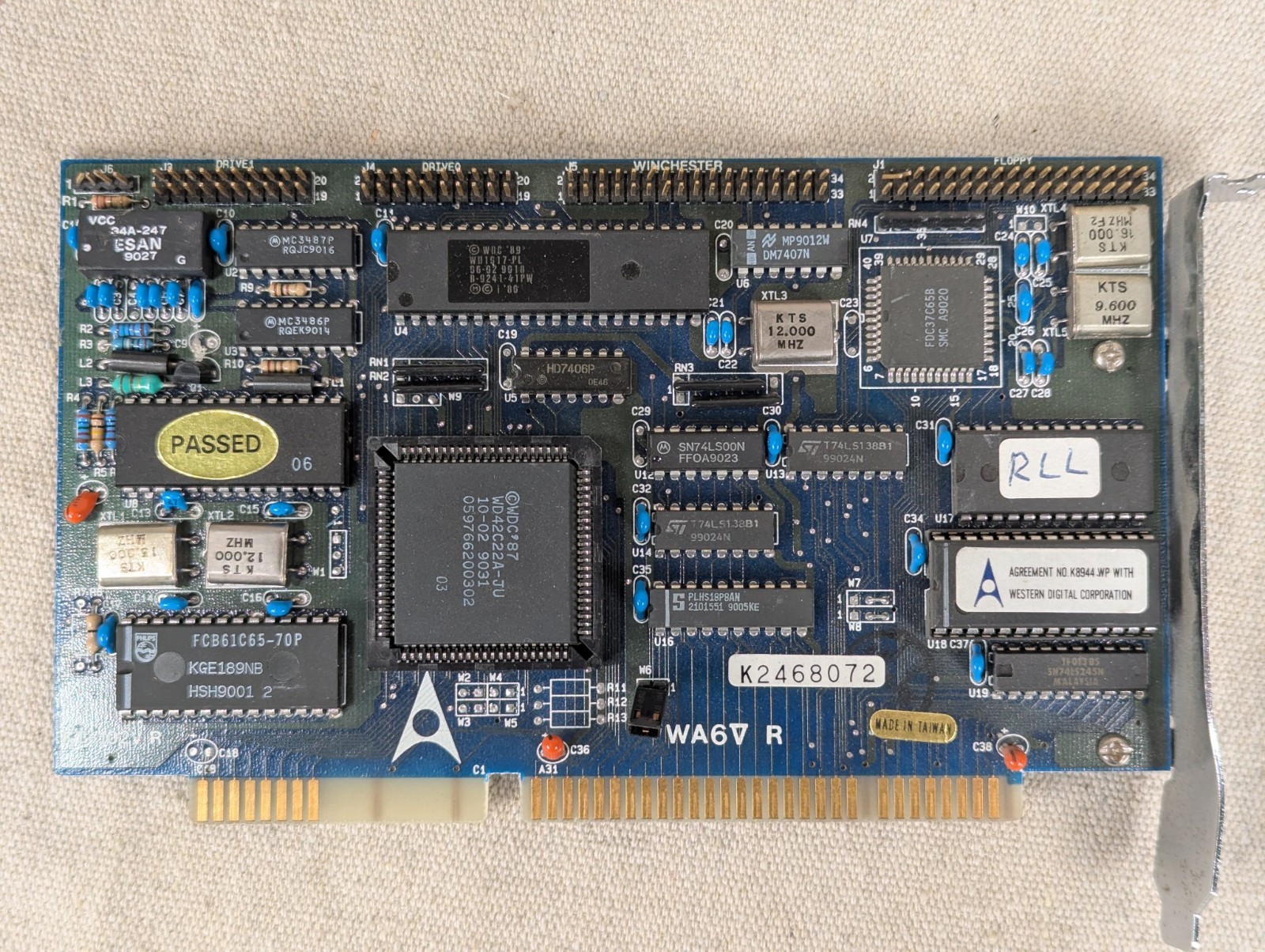Vintage KT-102V R 8-bit ISA Multi-I/O Controller Card Western Digital Chipset