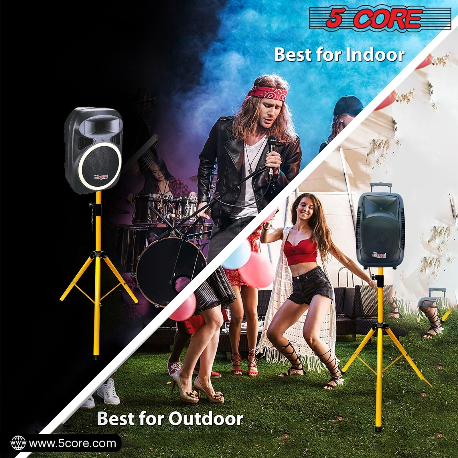 5Core Speaker Stand Tripod Tall Adjustable 72 Inch DJ Studio Monitor Pair Stands