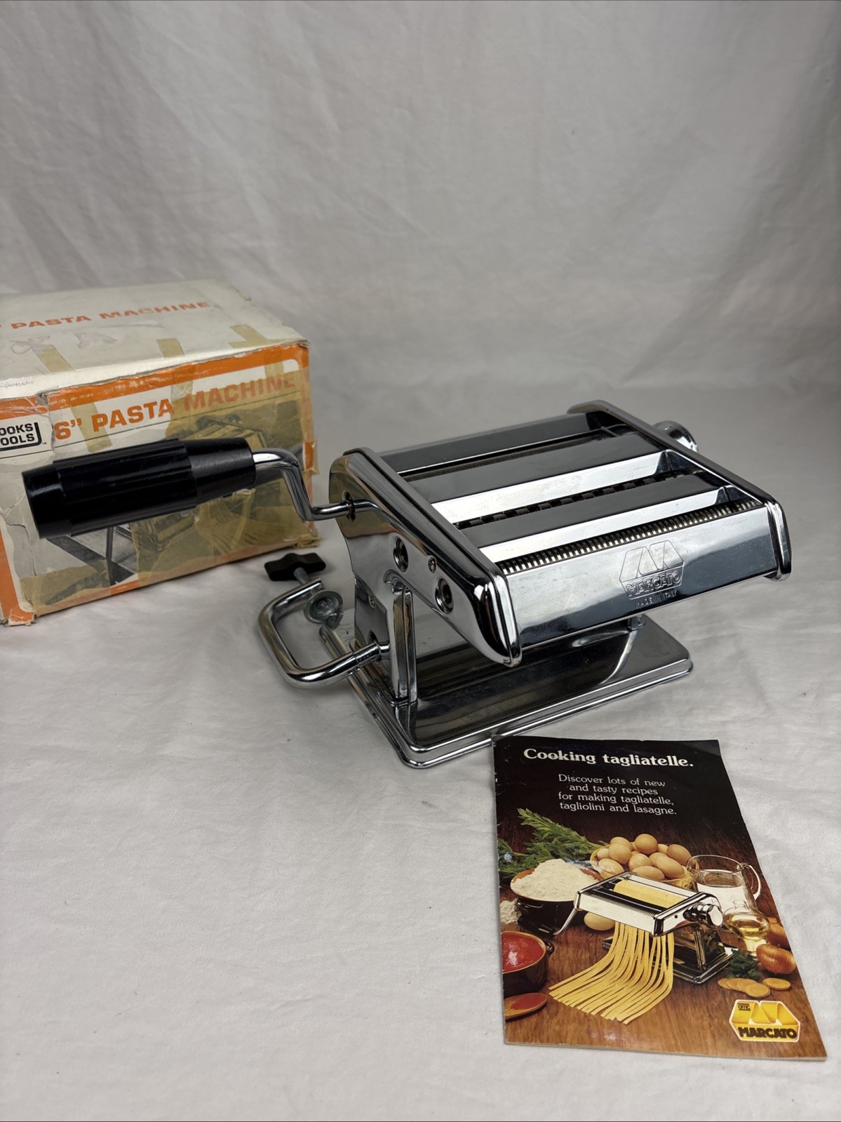 Cooks Tools 6" made in Italy pasta  machine By Marcato maker in box