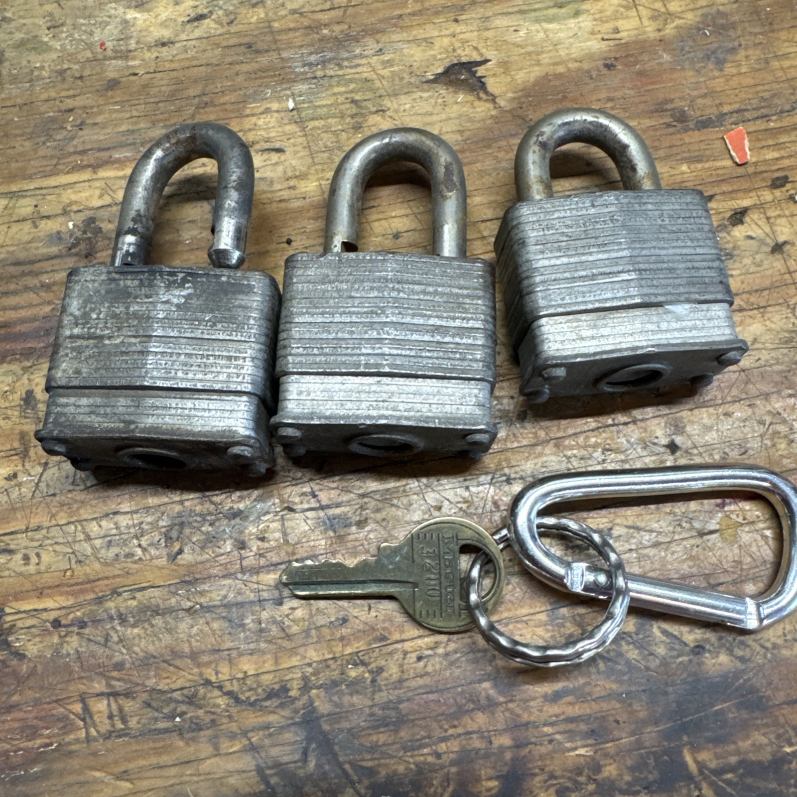 3 Keyed-Alike Master Lock No. 3 Padlocks With 1 Key Older Locks