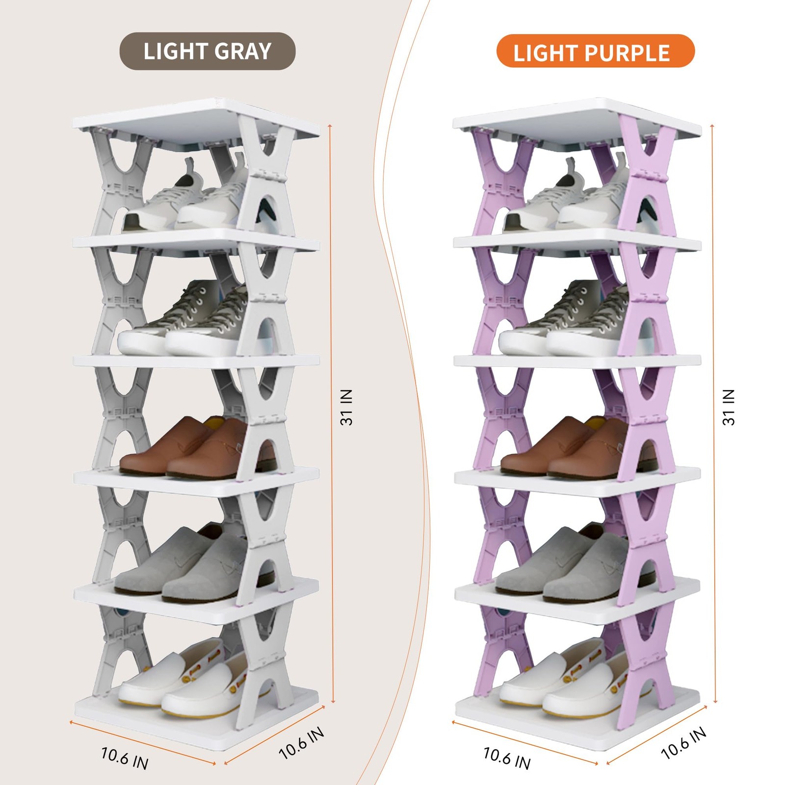 1 PCS Shoe Rack Collapsible Kids 6Tier Small Foldable Organizer Entryway