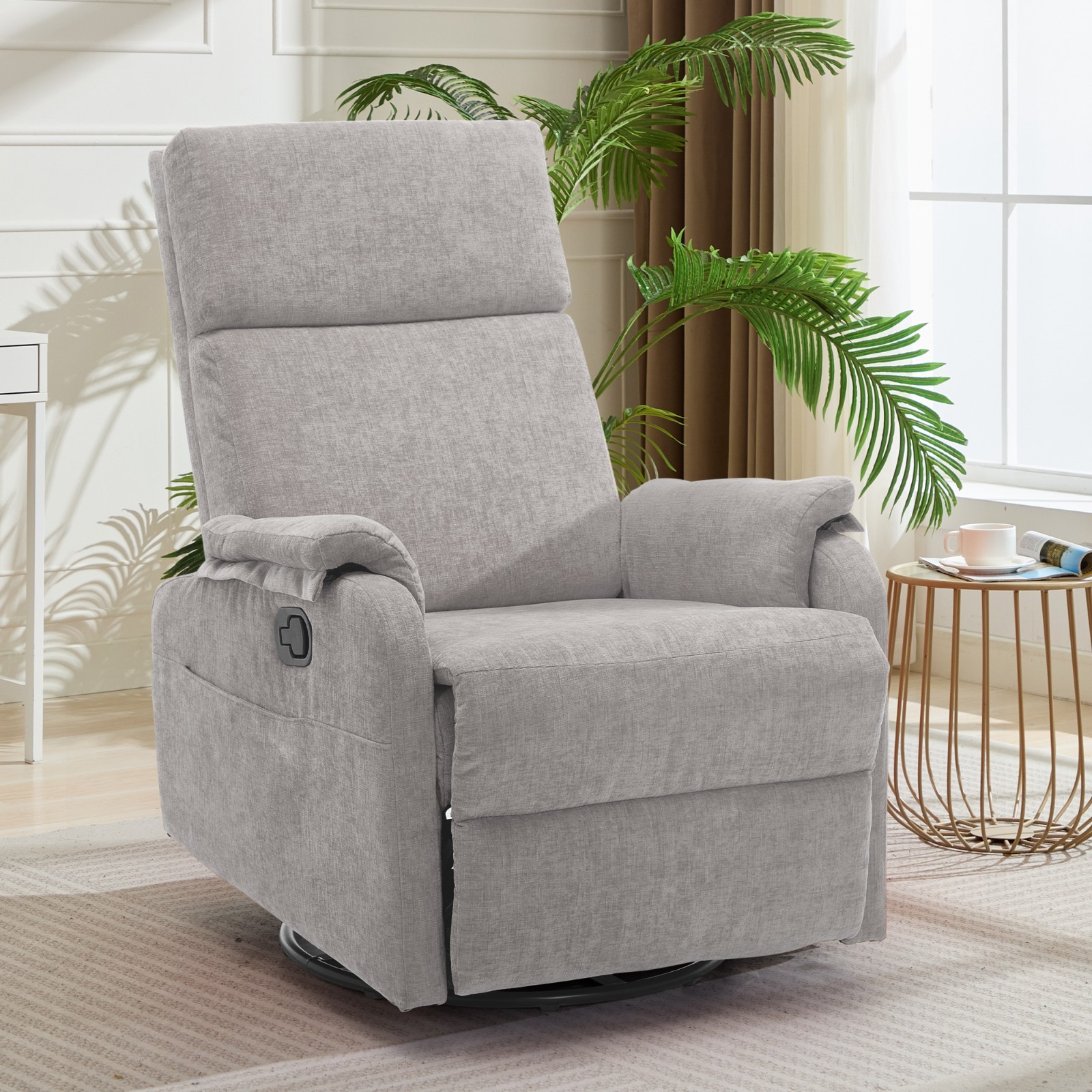 Korser Swivel Rocker Recliner Chair Chenille Small Nursery Glider Rocking Chair