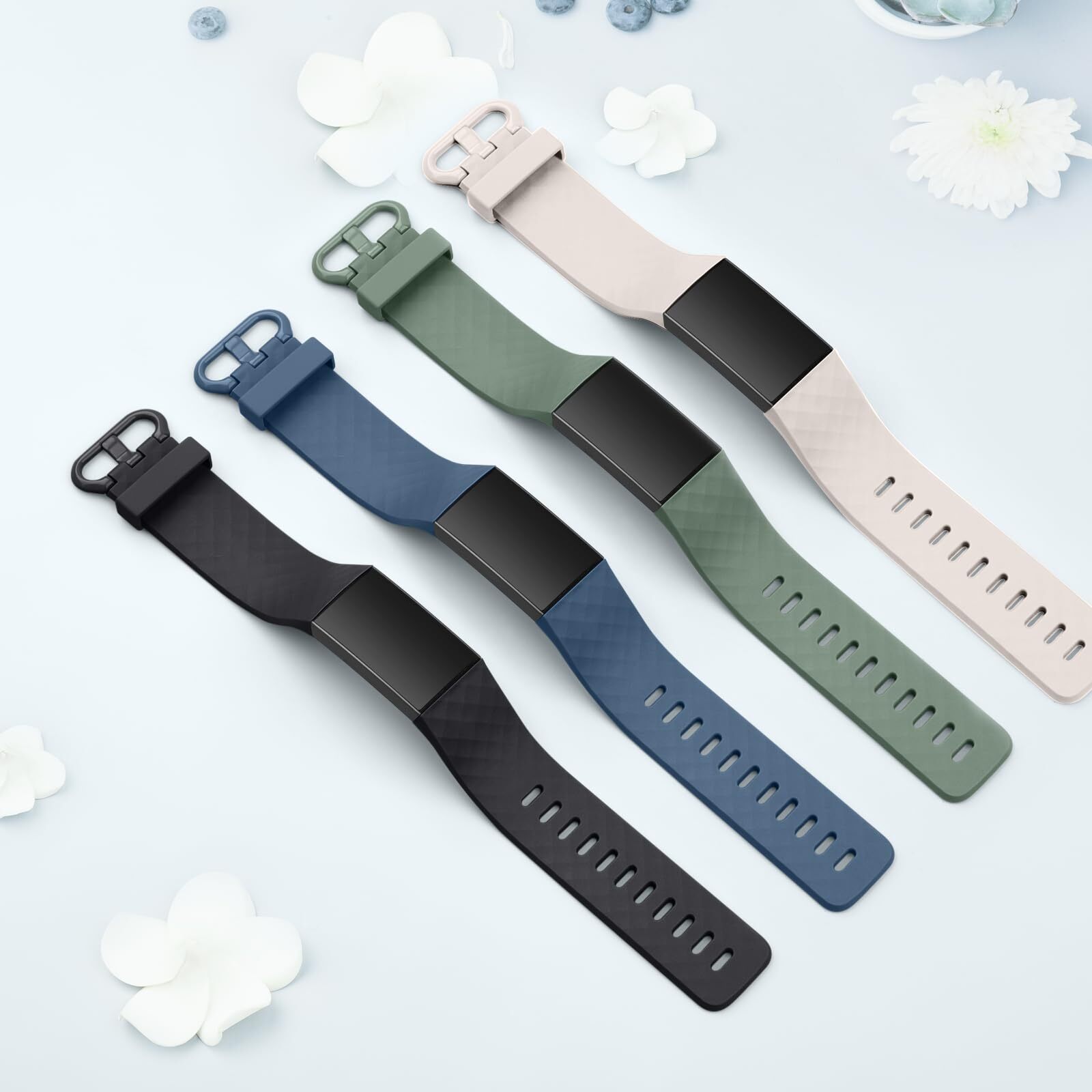 4 Pack Replacement Band for Fitbit Charge 3 4 SE Bracelet Watch Rate Fitness [L]