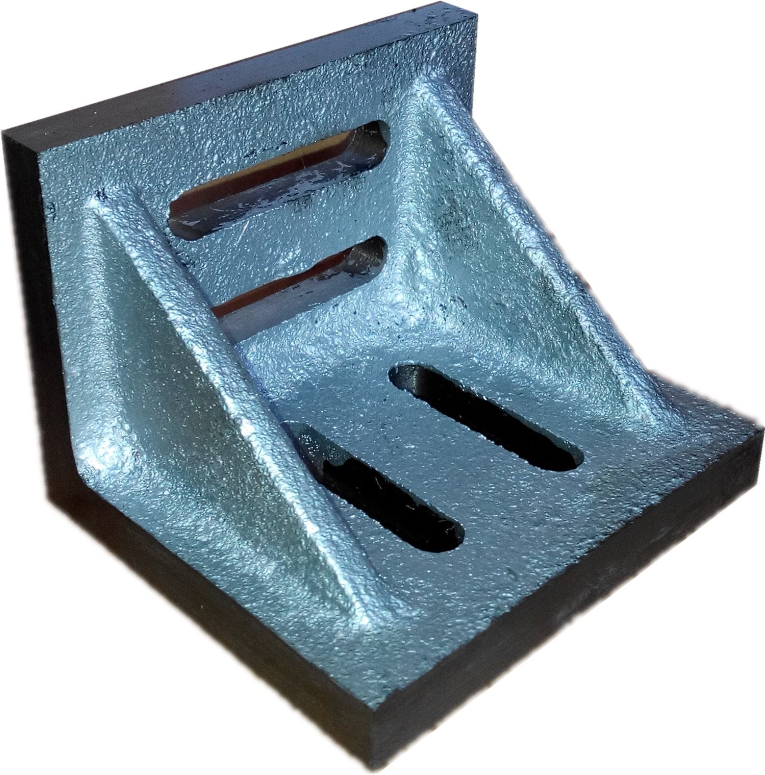 3402-0300 3 x 2-1/2 x 2 Slotted Angle Plate, Webbed Silver, Machinist, Mill