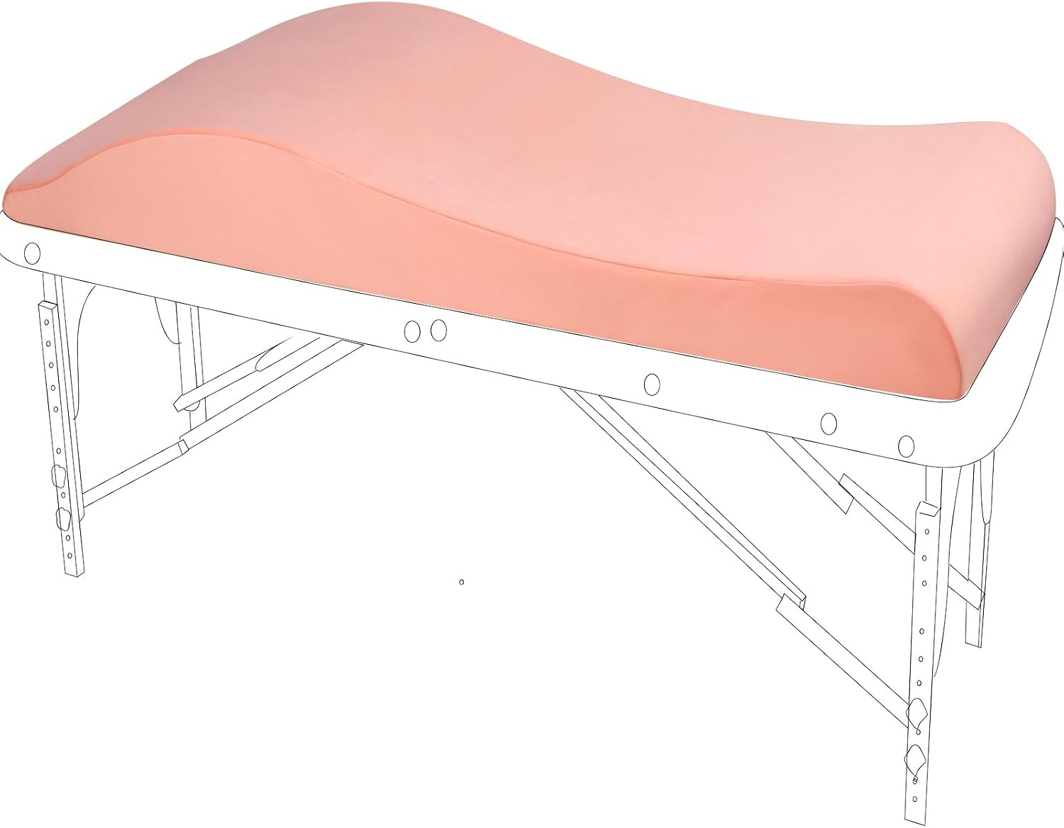 Ergonomic Pink Curved Lash Bed Topper for Massage Table with Washable Cover