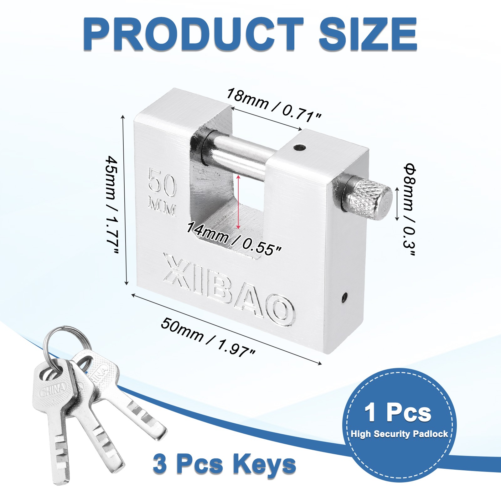 Shipping Container Lock with 3 Keys High Security Padlock (2 Inch)