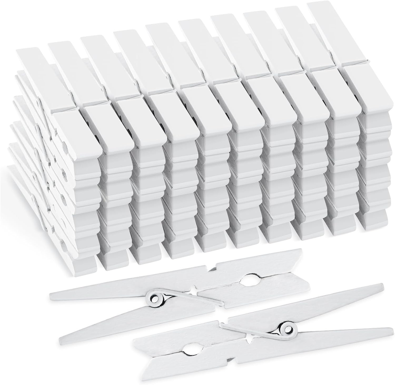 50Pcs White Wooden Clothespins, 2.9 Inch Clothes Pins for Crafts, Natural Laundr