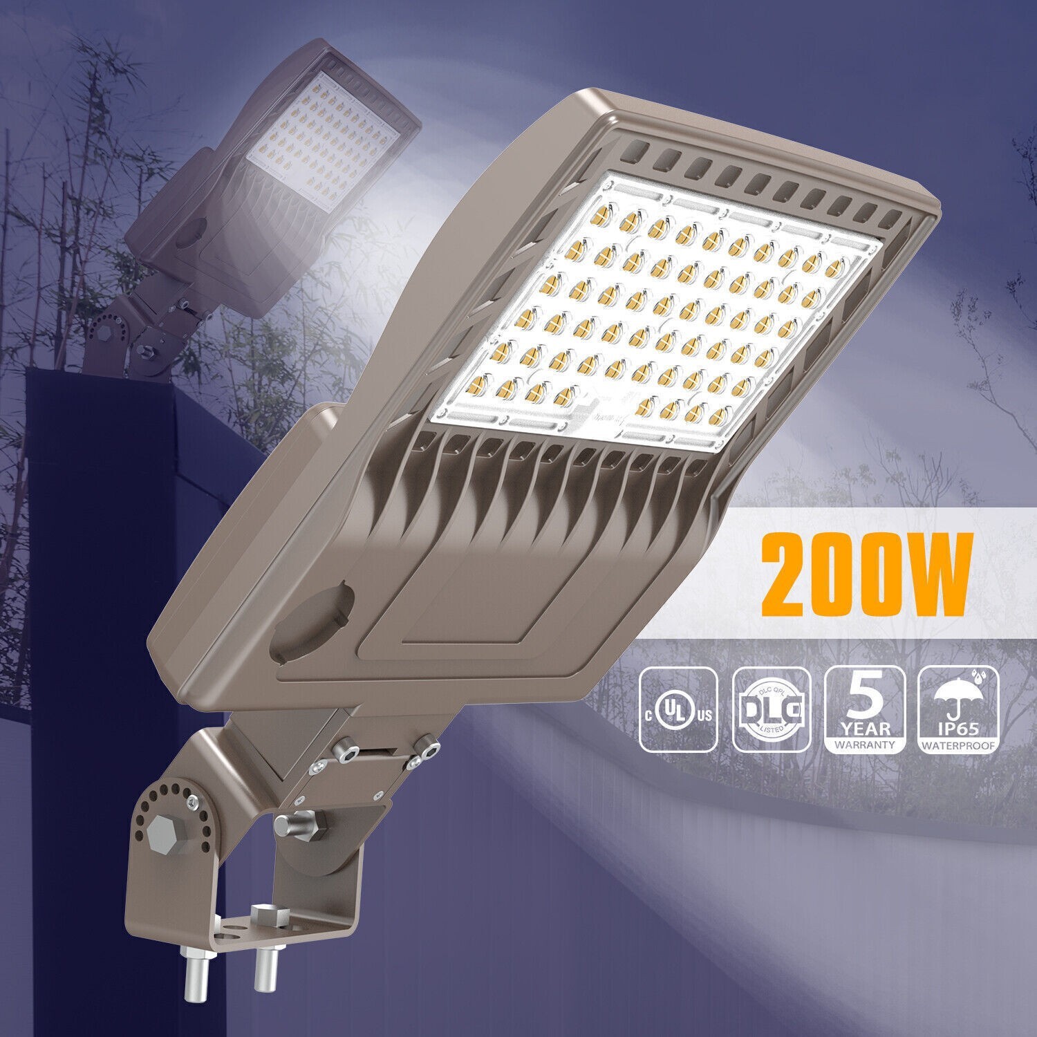 200W LED Parking Lot Light Commercial Outdoor Shoebox Street Light Fixture 5000K