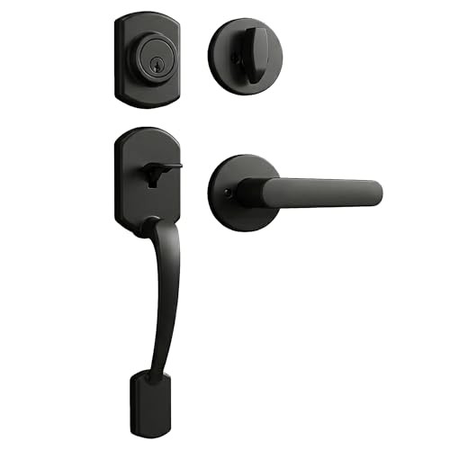 Matte Black Matte Front Door Lock Set - 1.85 Inch Handle