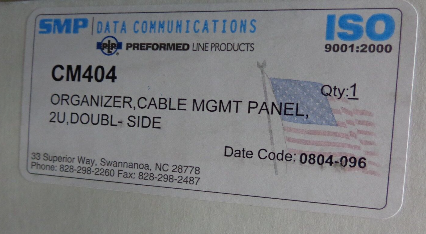 SMP/ ISO CM404 ORGANIZER CABLE MGMT PANEL 2U DOUBL SIDE