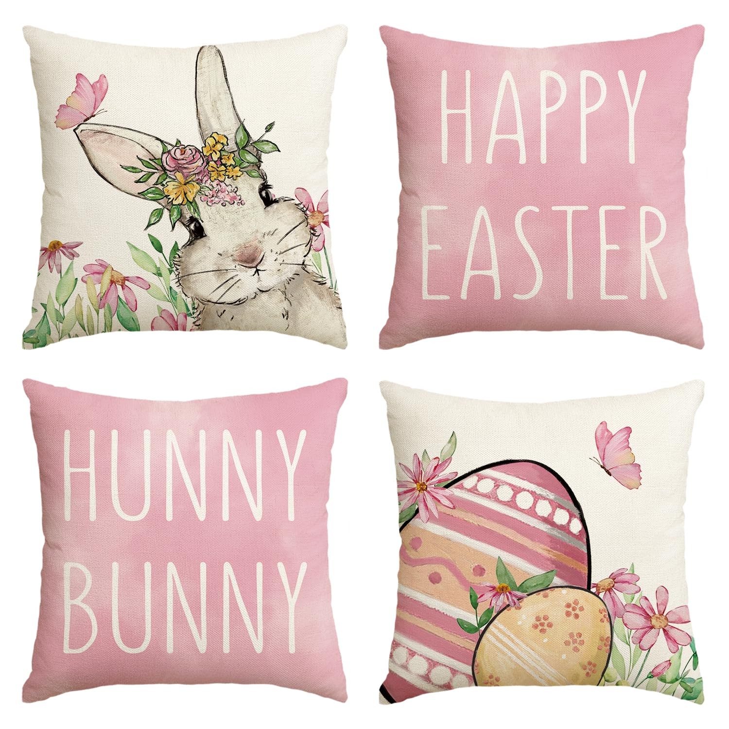 AVOIN colorlife Happy Easter Hunny Bunny Pink 18" x (Pack of 4),