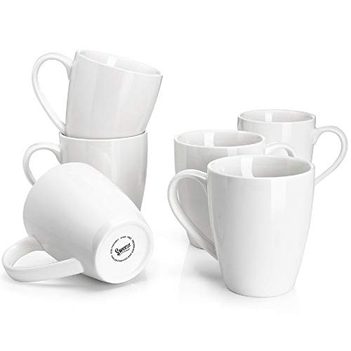 601.001 Porcelain Mugs - 16 Ounce for Coffee, Tea, Cocoa, Set 3.5 Inch White