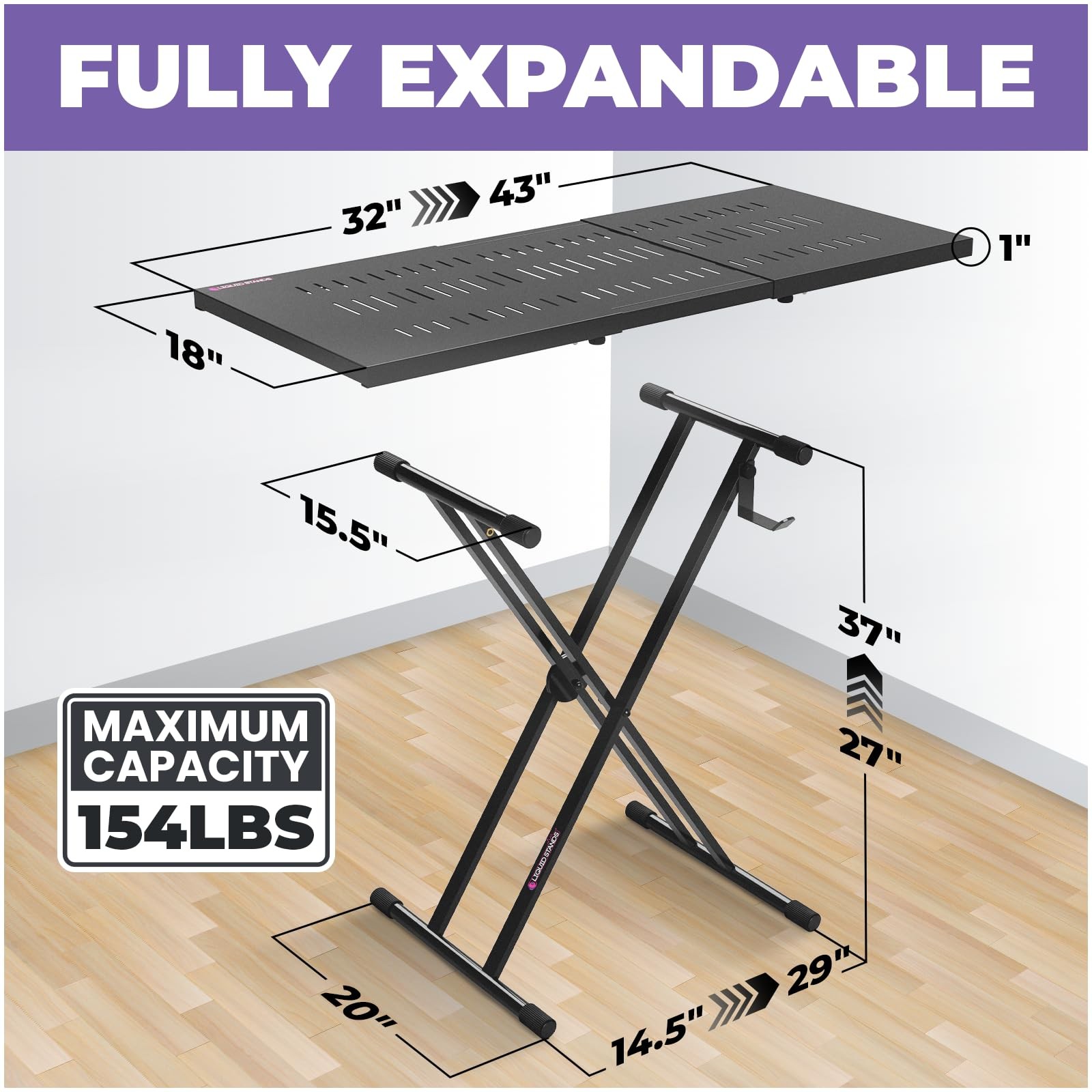 Expandable Portable DJ Table Stand for Audio Mixer, Laptop, & MIDI Controller