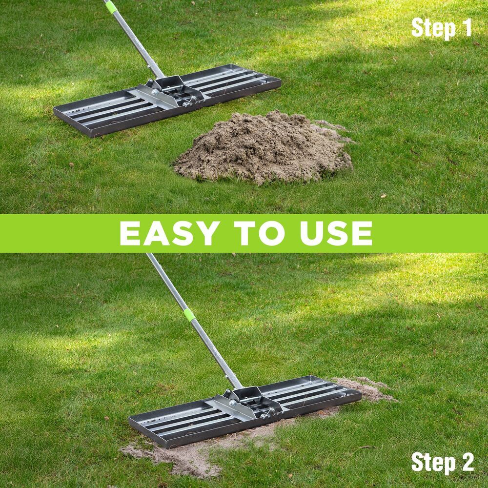 WORKPRO Heavy Duty Lawn Leveling Rake 6FT Adjustable Handle 30"x10" Ground Plate