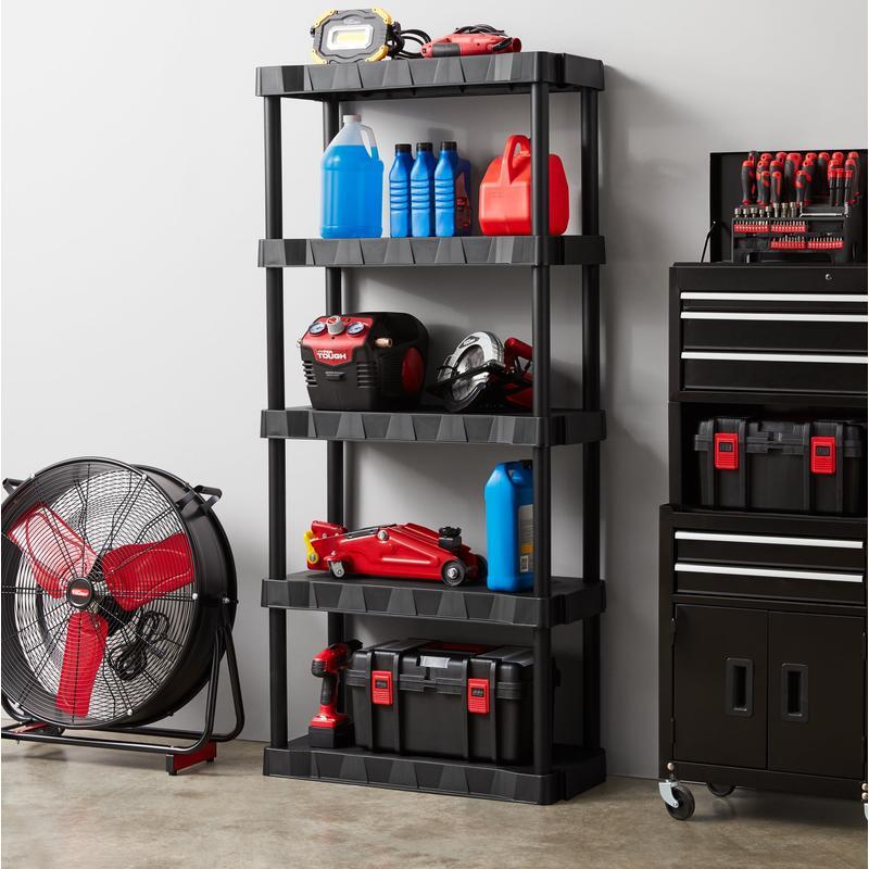 5-Tier Plastic Garage Shelving Unit Easy Assembly Durable Storage Solution New