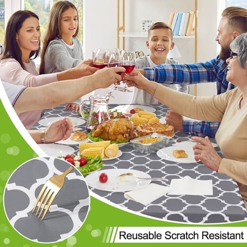 Square Table Cloth, Waterproof Vinyl Tablecloths 54" x 54" (Square) 1 Grey