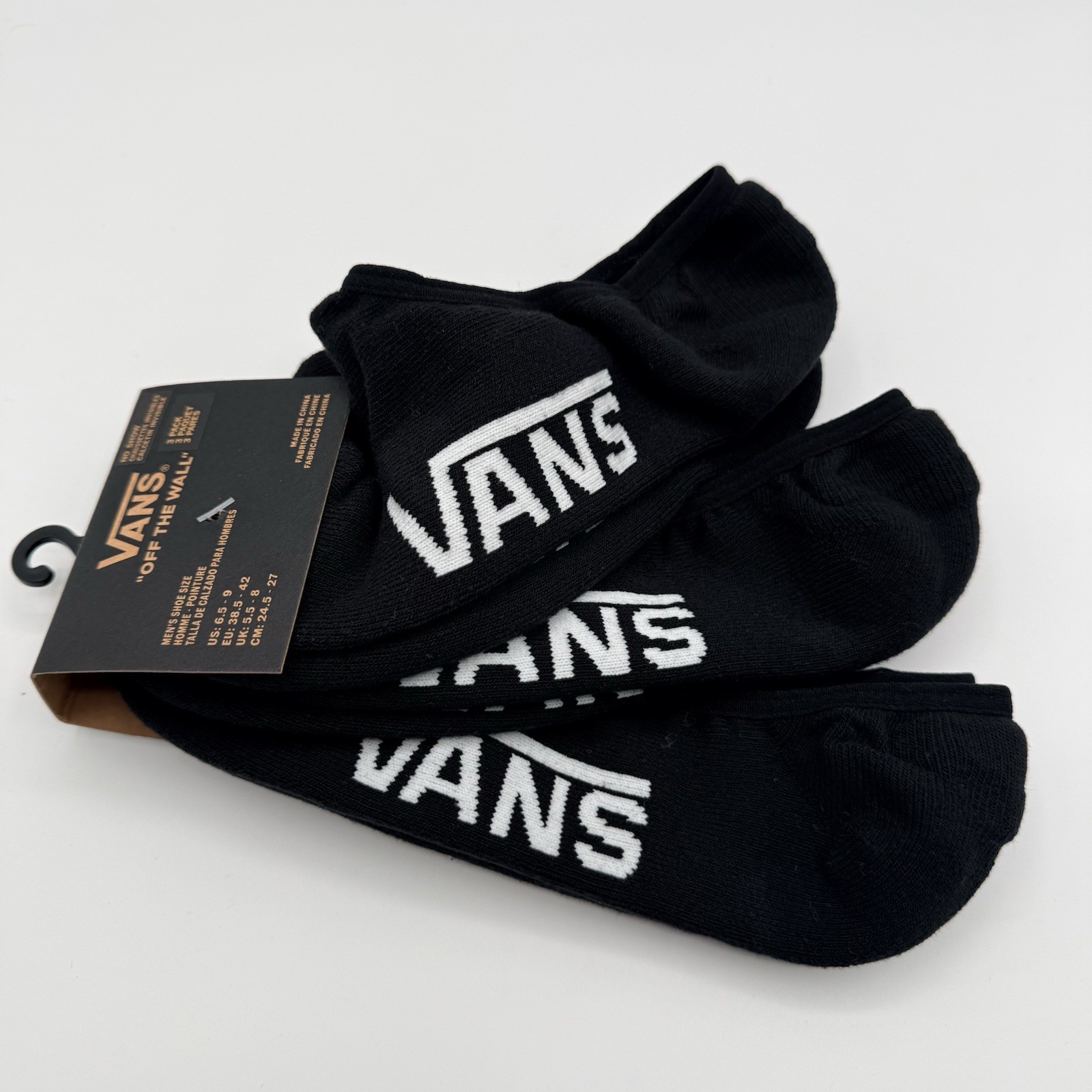 Vans Off The Wall Classic No Show Black Socks Extra Low Cut SIze Mens Size 6.5-9