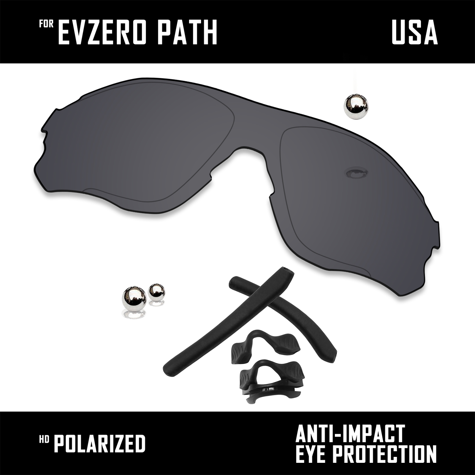 Anti Scratch Polarized Replacement Lens&Rubber Kit for-Oakley EVZero Path OO9313