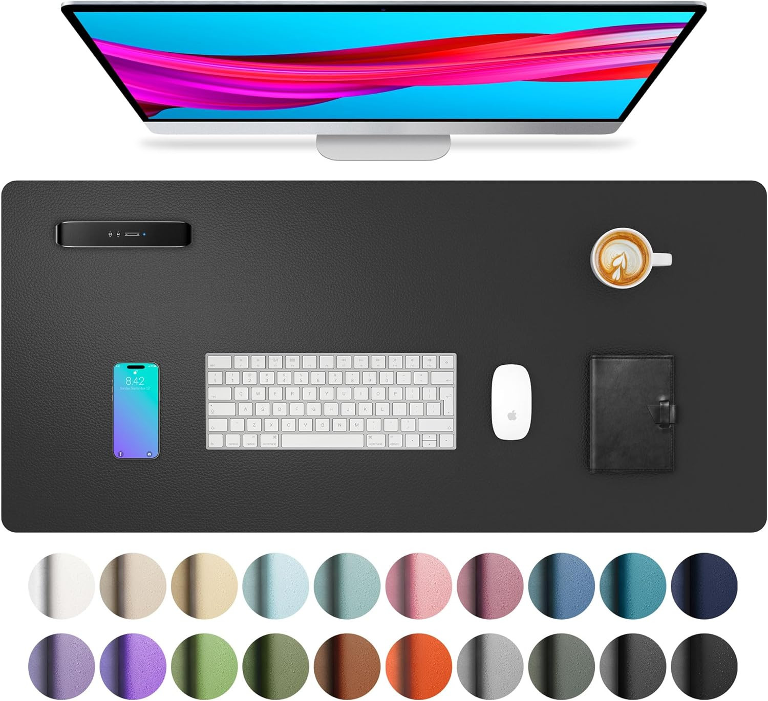 Leather Desk Pad Protector,Mouse Pad,Office Desk Mat, Non-Slip PU Leather Desk B