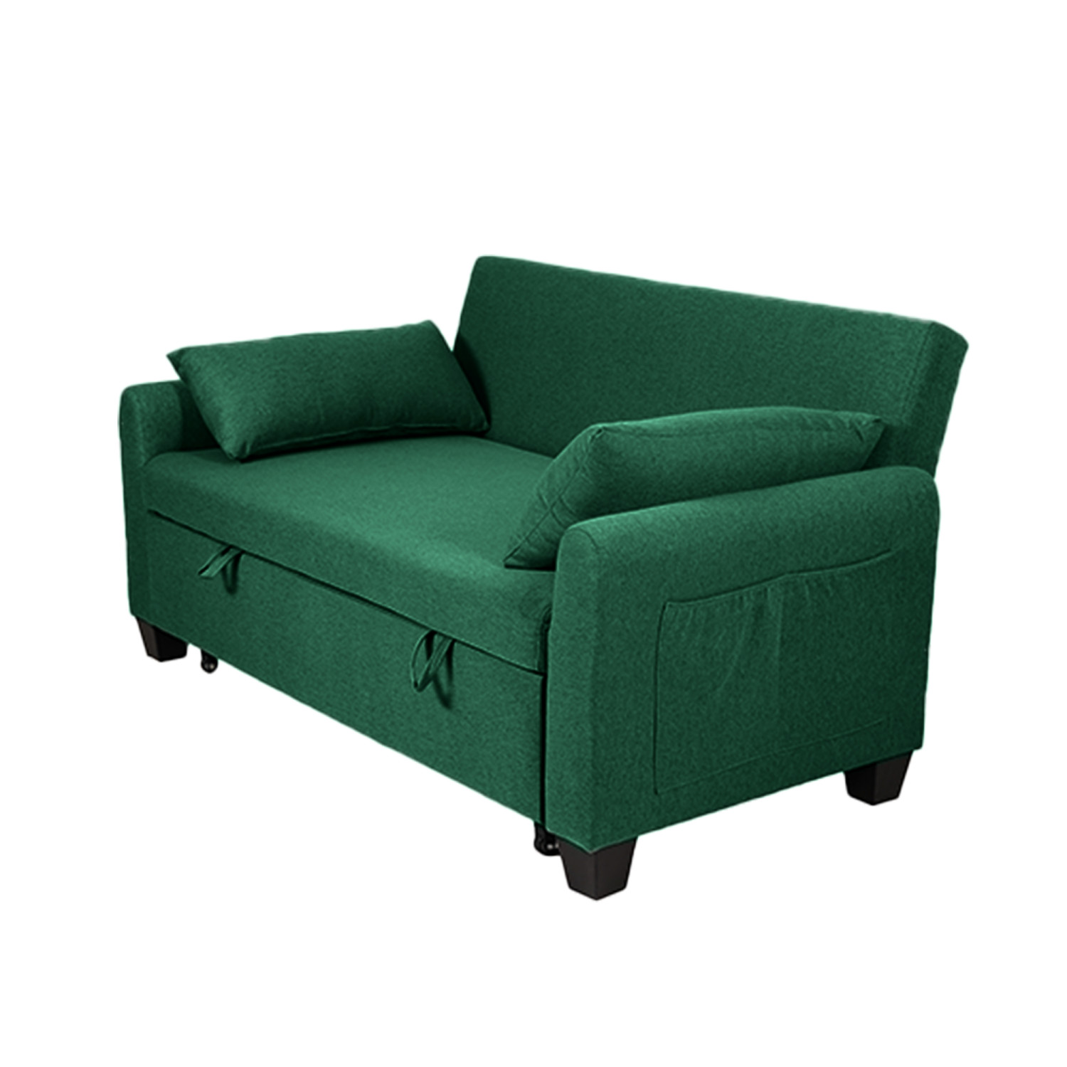 60.24'' Convertible Sleeper Sofa Bed Burlap Loveseat Sofa Couch w/ Pull Out Bed