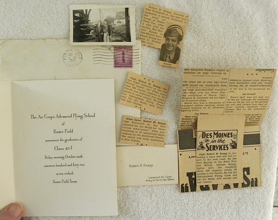 1942 WW2 Foster Field, Texas, Air Corps Flying School, Robert Knapp Graduation