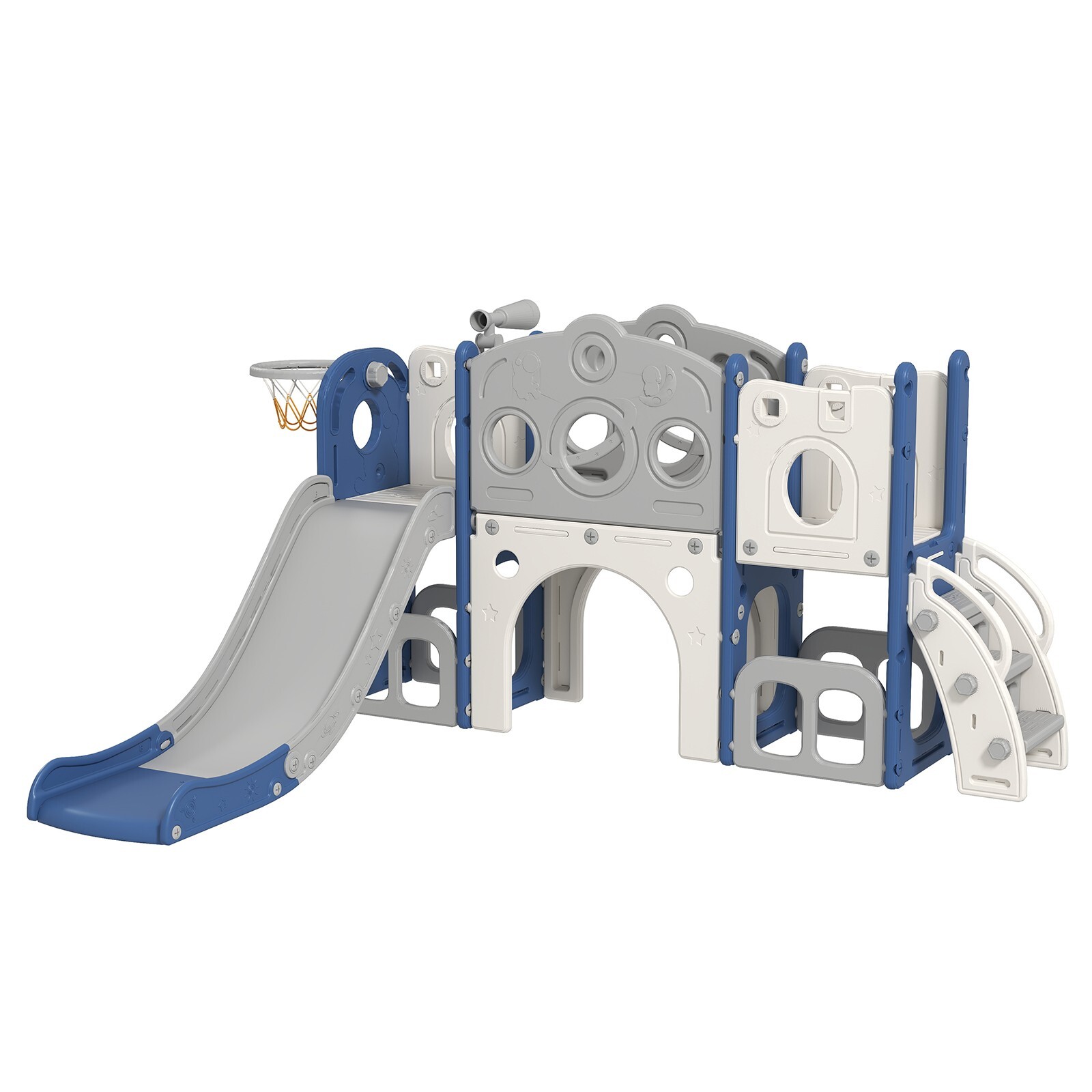 8 in 1 Toddler Climber Slide Playset Outdoor Indoor Slide Playset for Kids Blue