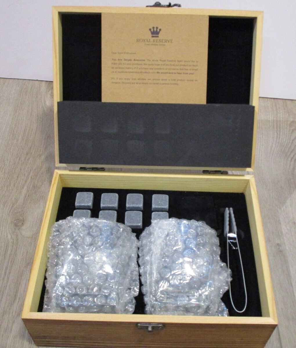 Whiskey Glasses with Stones Set Royal Reserve NEW