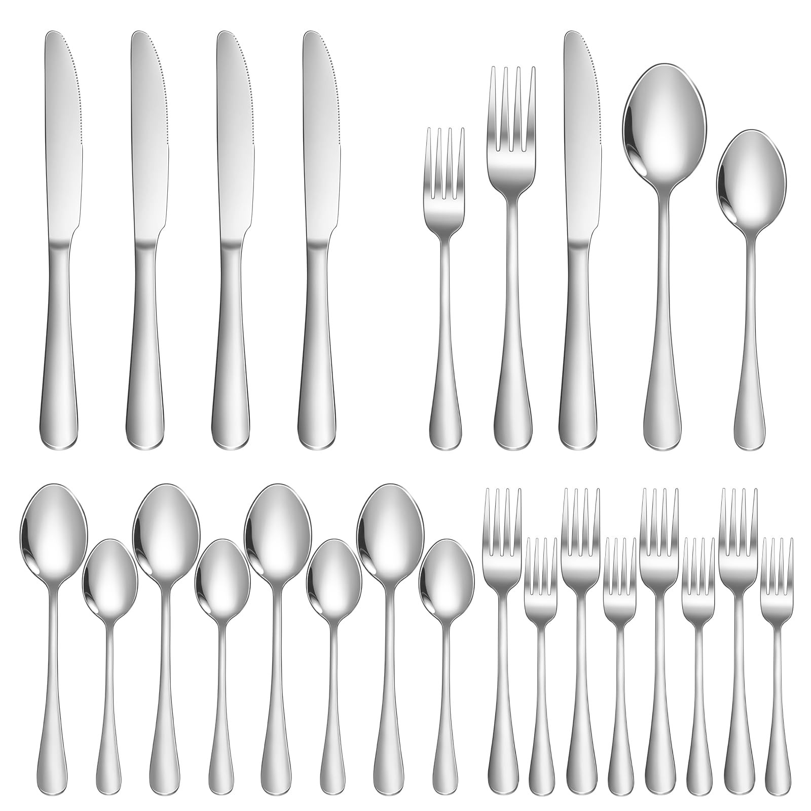Silverware Set 20 Piece Stainless Steel Flatware Set Silverware Utensils for ...