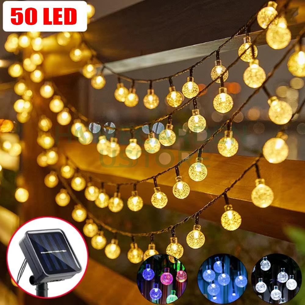 Solar 50 LED String Lights Patio Party Yard Garden Wedding Waterproof Outdoor
