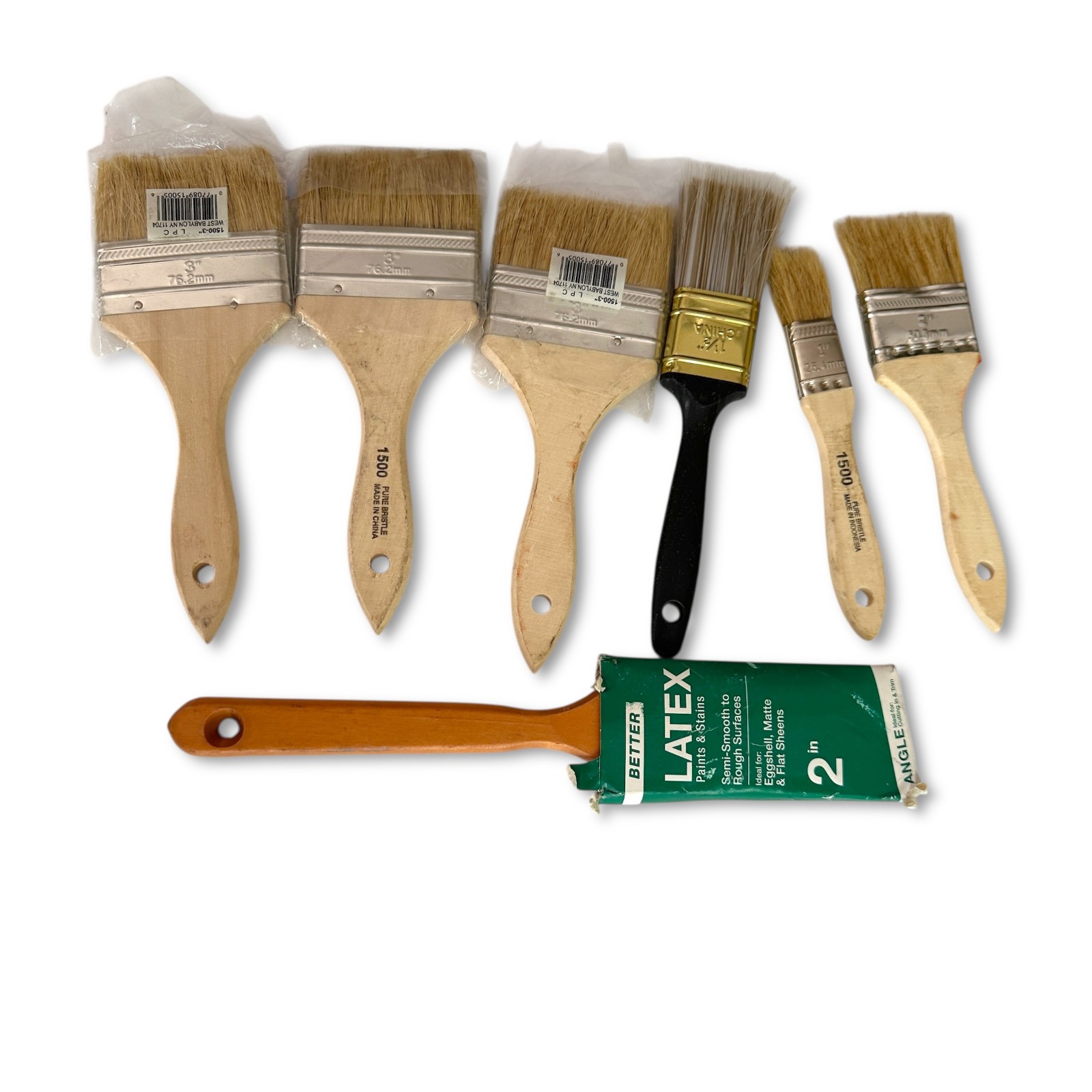 Better Brushes For Latex Paints & Stains 1 in, 2 in, 3 in, 2 1/2 in, 7 Pcs