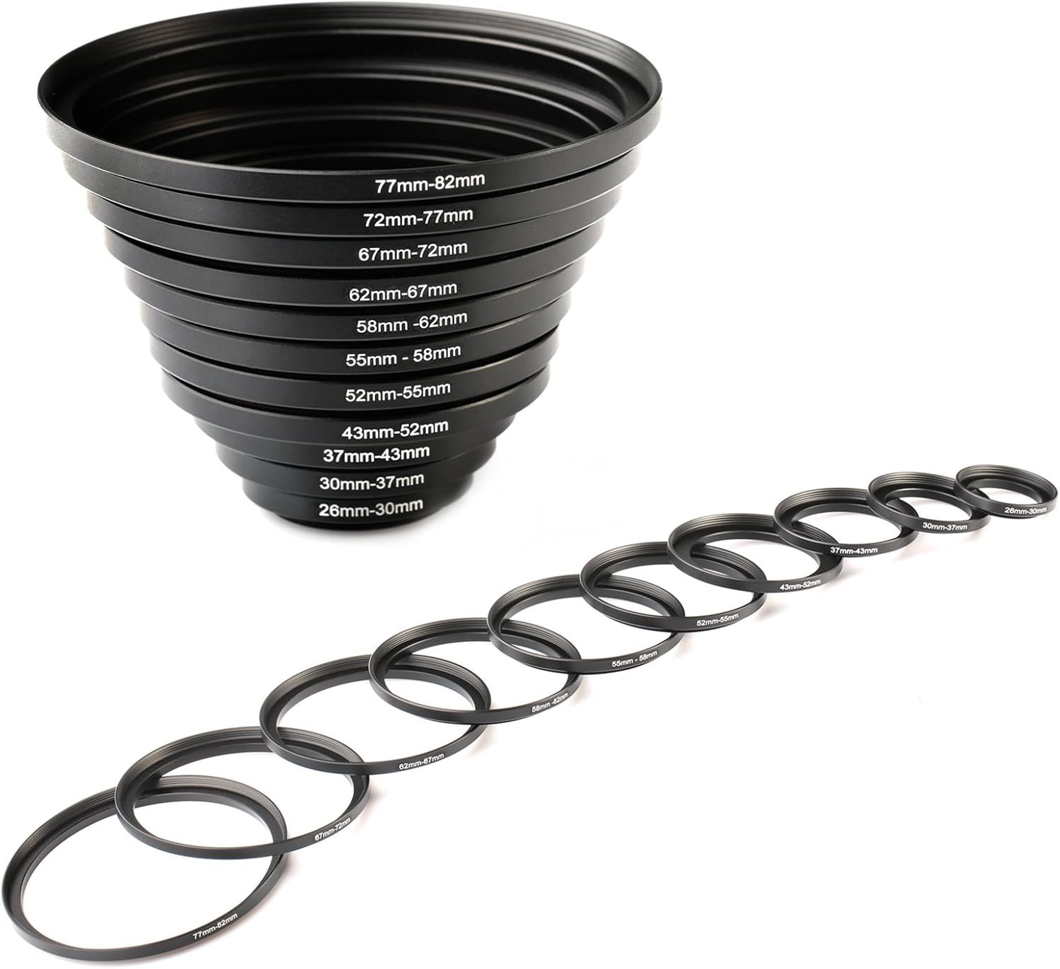 Versatile 11pcs Step-Up Filter Rings - Enhanced Compatibility for Photographers