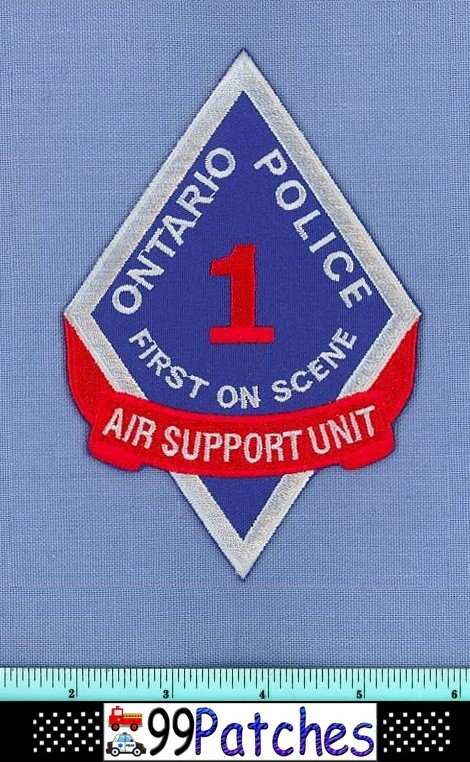 ONTARIO AIR SUPPORT UNIT CALIFORNIA Police Patch HELICOPTER BIG RED ’1’ 9M