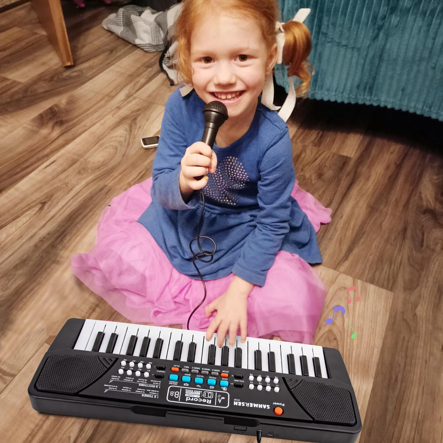 Kids Piano Keyboard with Microphone - 37-Key Musical Toy for Ages 3-6, Portable