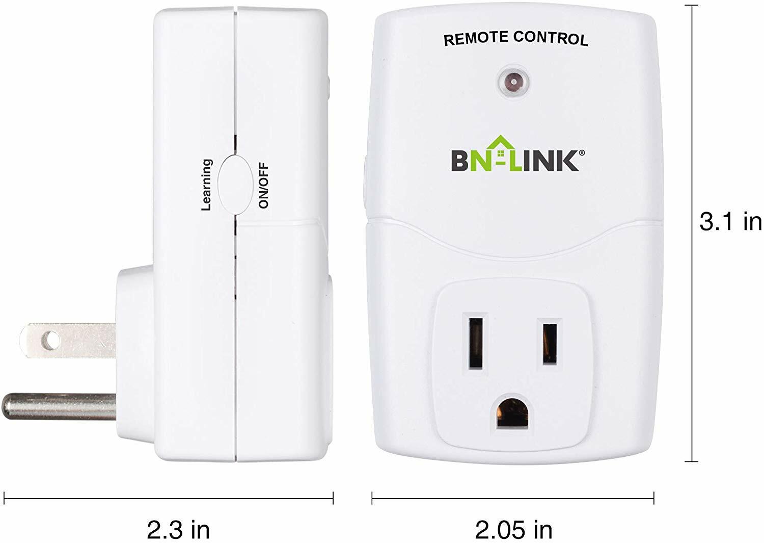 BN-LINK Wireless Remote Control Outlet Switch Power Plug -1 remote 3 plugs
