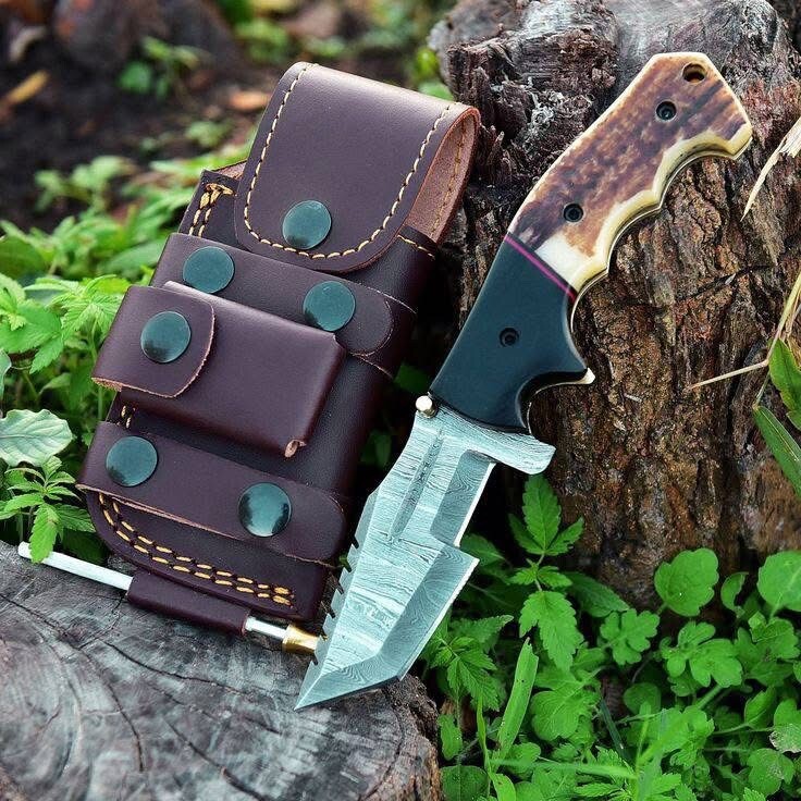 Custom Handmade Damascus Steel Pocket Knife Folding Blade Tracker Knife