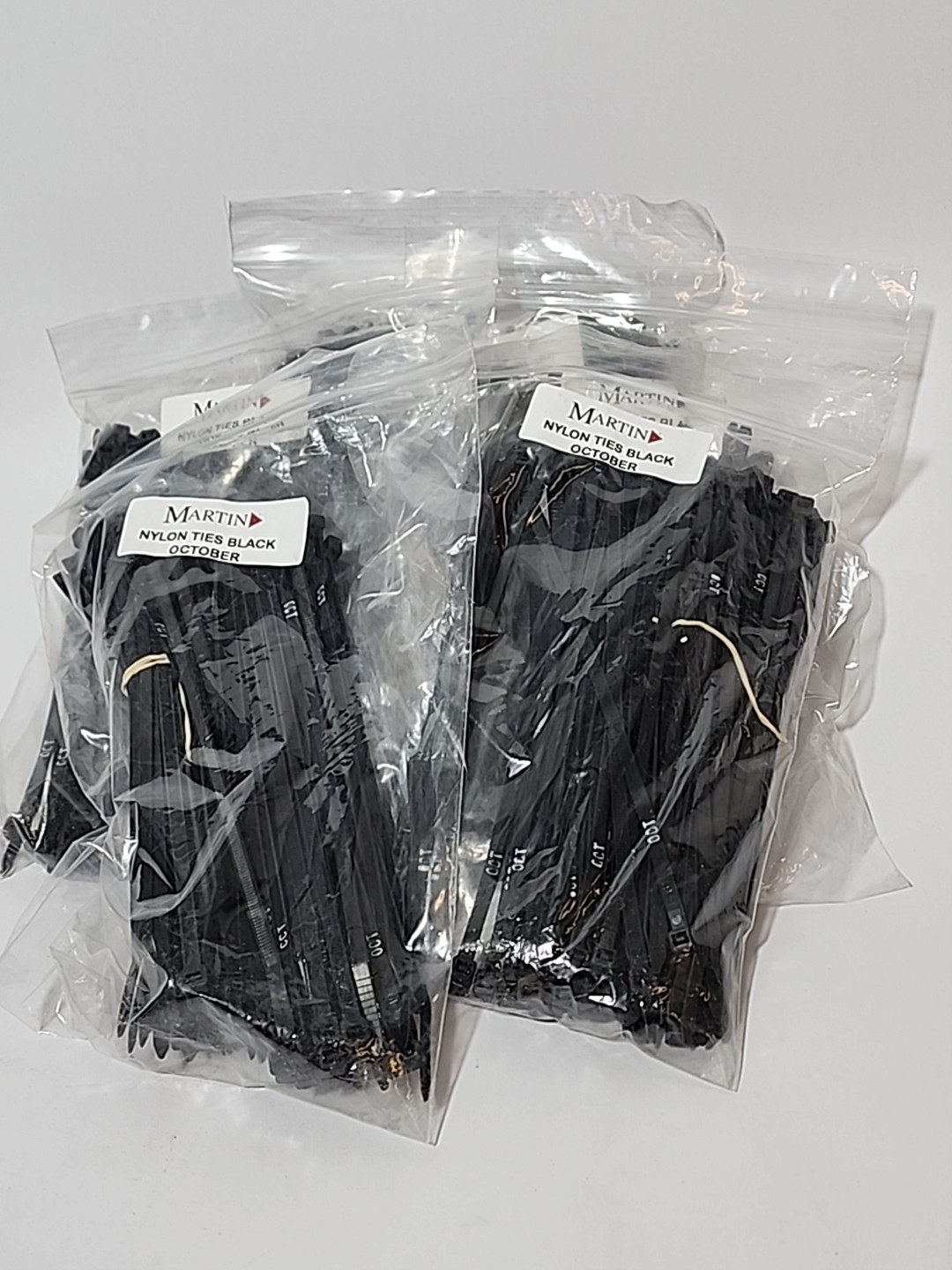 Lot Of 5 Packages 100 = 500 Nylon Zip Ties Black 7 1/2"