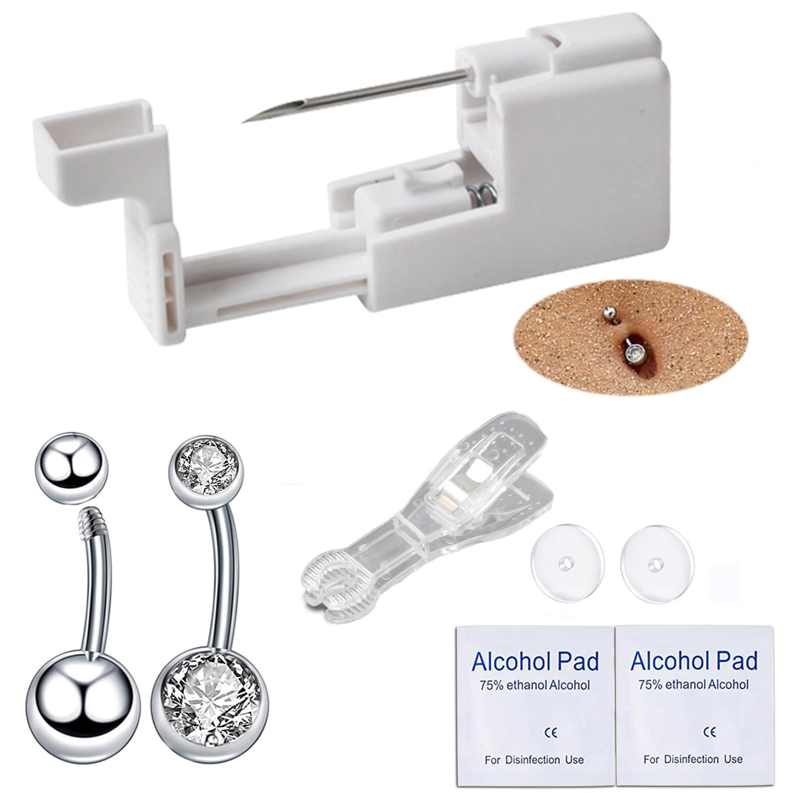 Orglace Belly Button Piercing Kit,Body Gun,316L Surgical White