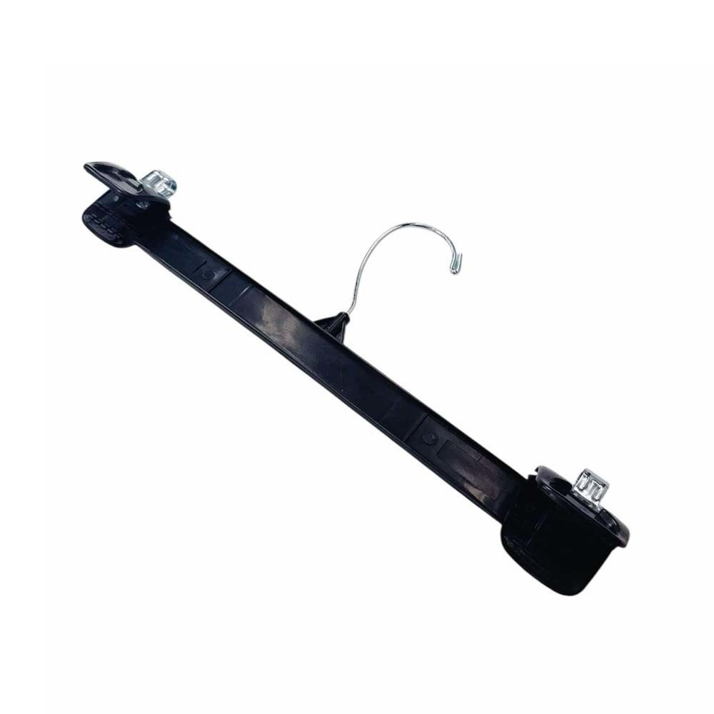 10 PCS 12" Plastic Pants Hangers Black with Slide Lock Clips for Skirts & Slacks