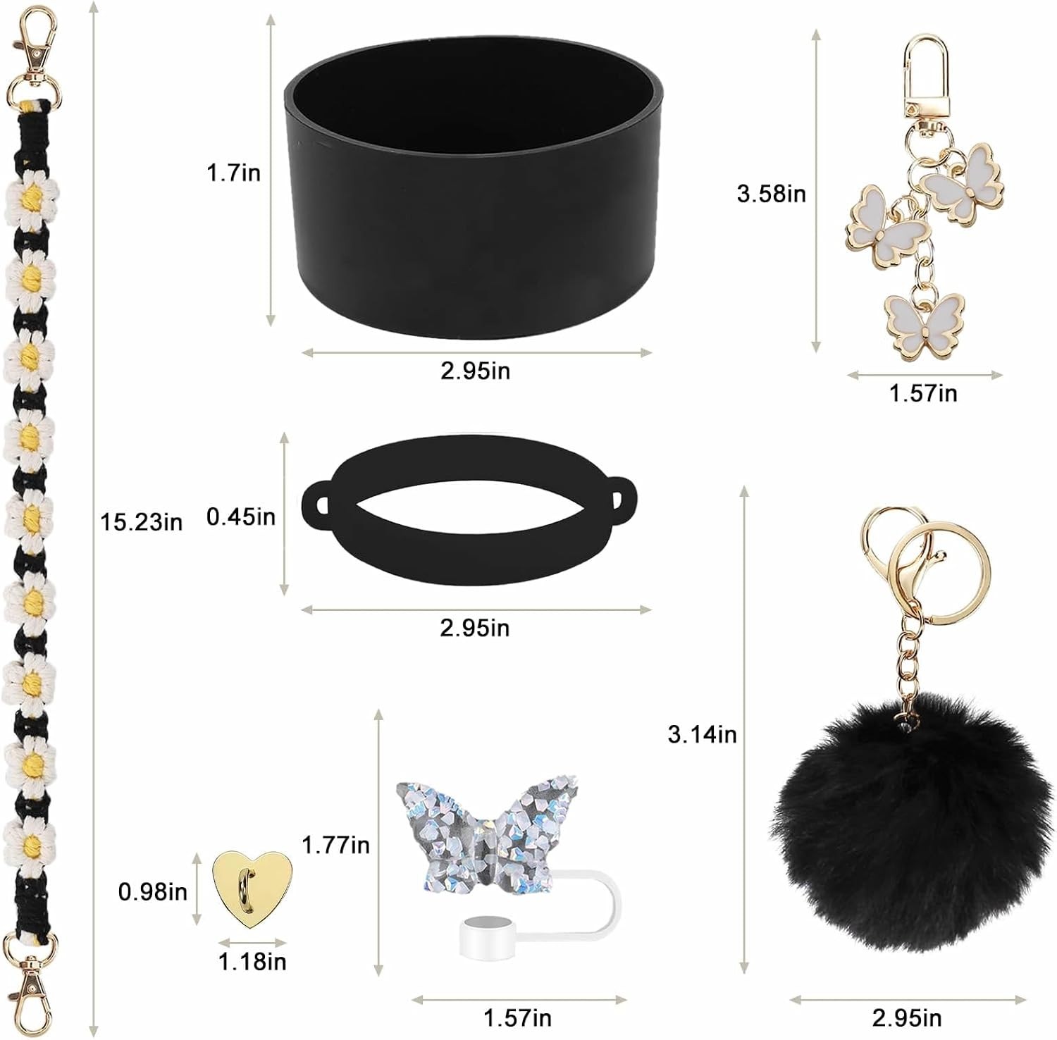 Accessories Set for Stanley Cup Boot Strap Butterfly | 7PCS set includes boot