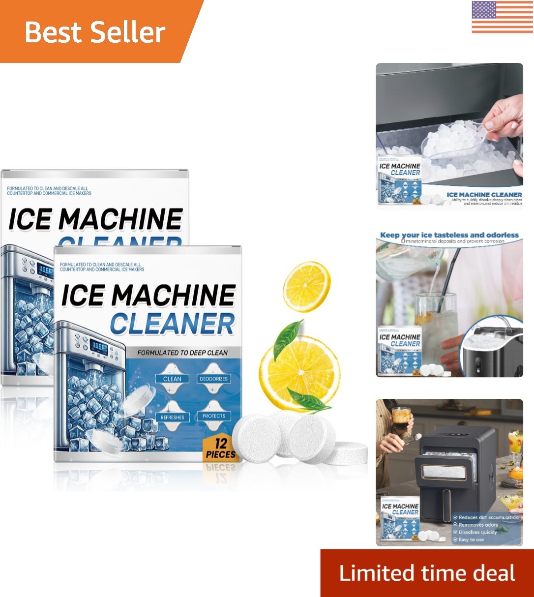 24 Deep Cleaning Tablets for Ice Machines - Compatible & Time-Saving Solution